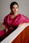 Mishru_Fuchsia Pouf Top: Organza Embroidered Danica Sheer And Lehenga Set For Women_at_Aza_Fashions