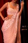 Mishru_Pink Saree And Blouse Soft Tulle Embroidery Art Deco Gia Set  _Online_at_Aza_Fashions