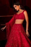 Buy_Mishru_Fuchsia Lehenga And Dupatta Organza Embroidery 3d Evie Bridal Set  _Online_at_Aza_Fashions