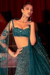 Mishru_Green Lehenga And Dupatta Soft Tulle Embroidery Gillian Bridal Set  _Online_at_Aza_Fashions