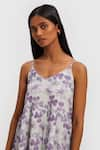 Shop_Reistor_White Bemberg Crepe Printed Floral V Neck Strappy Dress  _Online_at_Aza_Fashions