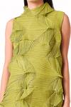 Buy_Scarlet Sage_Green Polyester High Neck Mona 3d Structured Sleeveless Dress_Online_at_Aza_Fashions