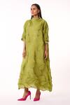 Scarlet Sage_Green Polyester High Neck Mona 3d Structured Dress_at_Aza_Fashions