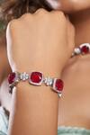 Mozaati Red Cubic Zirconia Handcrafted Danya Bracelet Online at Aza Fashions Mozaati_Red Cubic Zirconia Handcrafted Danya Bracelet_Online_at_Aza_Fashions