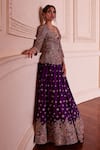 Mrunalini Rao_Purple Raw Silk Embroidered Zardozi Plunge V Neck Meenakari Lehenga With Jacket _at_Aza_Fashions