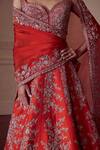 Mrunalini Rao_Orange Raw Silk Embroidered Pearl Flower Bunch Bridal Lehenga Set  _Online_at_Aza_Fashions