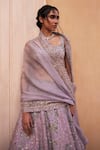 Shop_Mrunalini Rao_Purple Satin, Organza, Silk Zari, Embroidery Leela Florette Bridal Lehenga Set _Online_at_Aza_Fashions