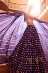 Shop_Mrunalini Rao_Purple Raw Silk Embroidered Zardozi Meena Lehenga And Cutwork Cape Set  _Online_at_Aza_Fashions