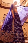 Mrunalini Rao_Purple Raw Silk Embroidered Zardozi Meena Lehenga And Cutwork Cape Set  _at_Aza_Fashions