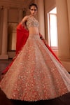 Buy_Mrunalini Rao_Orange Raw Silk Embroidered Zardozi Lilette Aari Bridal Lehenga Set  _Online_at_Aza_Fashions