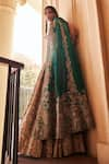 Mrunalini Rao_Green Matka Silk Embroidered Rama Meena Printed Lehenga And Cape Set  _Online_at_Aza_Fashions