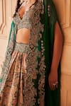 Shop_Mrunalini Rao_Green Matka Silk Embroidered Rama Meena Printed Lehenga And Cape Set  _Online_at_Aza_Fashions