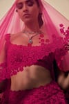 Shop Mrunalini Rao Pink Organza, Net, Sheer Mudra 3d Flower Bridal Lehenga Set Online at Aza Fashions Shop_Mrunalini Rao_Pink Organza, Net, Sheer Mudra 3d Flower Bridal Lehenga Set _Online_at_Aza_Fashions