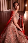 Mrunalini Rao_Orange Raw Silk Embroidered Zardozi Lilette Aari Bridal Lehenga Set  _at_Aza_Fashions