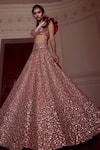 Mrunalini Rao_Pink Raw Silk Embroidered Zardozi Taara Bloom Work Lehenga Set _at_Aza_Fashions