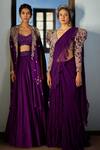 Buy_Mrunalini Rao_Purple Pure Silk Embroidered Resham And Zardozi Paisley Lehenga Set For Women_Online_at_Aza_Fashions