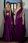 Buy_Mrunalini Rao_Purple Saree Chiffon Embroidered Resham V Ruffle With Multi Colored Blouse _Online_at_Aza_Fashions