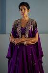 Shop_Mrunalini Rao_Purple Pure Silk Embroidered Resham And Zardozi Paisley Lehenga Set For Women_at_Aza_Fashions