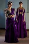 Shop_Mrunalini Rao_Purple Pure Silk Embroidered Resham And Zardozi Paisley Lehenga Set For Women