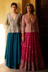 Buy Mrunalini Rao Pink Silk Embroidery, Zari V-neck Zardozi Jacket Lehenga Set Online at Aza Fashions Buy_Mrunalini Rao_Pink Silk Embroidery, Zari V-neck Zardozi Jacket Lehenga Set _Online_at_Aza_Fashions