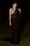 MATSYA_Black Organza Georgette Embroidery The Humble Athena Saree With Blouse  _Online_at_Aza_Fashions