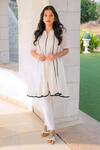 Buy_Monk & Mei By Sonia Anand_White Georgette Embroidery Keyhole Neck Chikankari Anarkali And Pant Set _at_Aza_Fashions