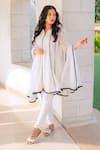 Shop_Monk & Mei By Sonia Anand_White Georgette Embroidery Keyhole Neck Chikankari Anarkali And Pant Set _Online_at_Aza_Fashions