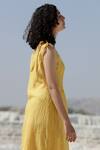 Tatwa Yellow Handloom Cotton, Viscose Embroidery Scoop Neck Chanderi Pintuck Dress at Aza Fashions Tatwa_Yellow Handloom Cotton, Viscose Embroidery Scoop Neck Chanderi Pintuck Dress _at_Aza_Fashions