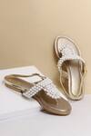 Myra_Gold Embellished Pearl Metallic Sandals_Online_at_Aza_Fashions