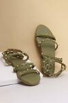 Myra_Green Strappy Studded Sandals_Online_at_Aza_Fashions