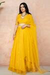 Buy_Ewaz_Yellow Satin Georgette Embroidered Sequin V Neck Lehenga Set _at_Aza_Fashions