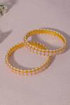 Namasya_Pink Diamonds, Pearls Kundan Embellished Bangles - Set Of 2 _Online_at_Aza_Fashions