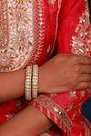 Namasya_Blue Lace, Pearls, Diamonds Kundan Studded Bangles - Set Of 2 _Online_at_Aza_Fashions