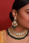 Buy_Namasya_Green Pearls, Beads, Diamonds Kundan Embellished Choker Necklace Set _Online_at_Aza_Fashions