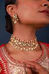 Buy_Namasya_White Pearls Geometric Kundan Embellished Choker Necklace Set _Online_at_Aza_Fashions