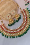 Namasya_Multi Color Pearls Geometric Pattern Choker Necklace Set _Online_at_Aza_Fashions