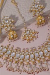 Namasya_White Pearls Kundan And Drop Embellished Necklace Set _Online_at_Aza_Fashions