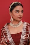 Buy_Namasya_White Kundan Floral Cut Work Choker Necklace Set_Online_at_Aza_Fashions