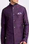 BUBBER COUTURE_Wine Flat Raw Silk Printed Diametric Geometric Bundi _Online_at_Aza_Fashions