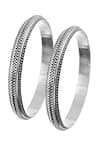 Noor_Silver Plated Embroidery Rawa Embellished Bangles - Set Of 2_Online_at_Aza_Fashions
