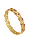ZARIIN_Gold Plated Cut Work Blooming Tales Lotus Bangle_Online_at_Aza_Fashions