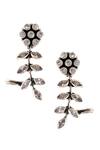 Buy_Noor_Silver Plated Zari Floral And Leaf Carved Earrings_Online_at_Aza_Fashions