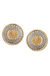 Noor_Gold Plated Embellished Dual Tone Rawa Work Carved Earrings _Online_at_Aza_Fashions