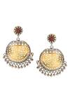 Noor_Silver Plated Embroidery, Cut Work Dual Tone Ghungroo Embellished Earrings_Online_at_Aza_Fashions