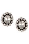 Buy_Noor_Silver Plated Crystals Zircon Stone Embellished Stud Earrings_Online_at_Aza_Fashions