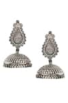 Buy_Noor_Silver Plated Embellished Tear-drop Oxidized Jhumki Earrings _Online_at_Aza_Fashions