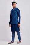 Shop_BUBBER COUTURE_Blue Flat Raw Silk Printed Diametric Nico Bundi _Online_at_Aza_Fashions