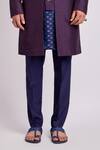 Shop_Bubber Couture_Wine Flat Raw Silk Print Diametric Nikolai Sherwani Jacket For Men_Online_at_Aza_Fashions