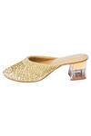 Kkarma_Gold Silk Nisha Mule Transparent Block Heels_Online_at_Aza_Fashions