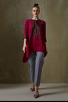 Namrata Joshipura_Magenta Textured Crepe Embellished Triad Asymmetric Hem Tunic _Online_at_Aza_Fashions